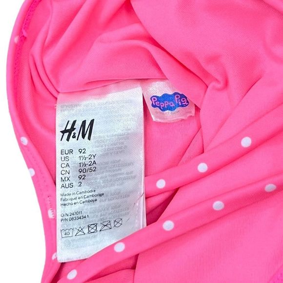 SOLD! H&M Pink Peppa Pig One Piece Swimsuit 2T #B0761 - Picture 6 of 7